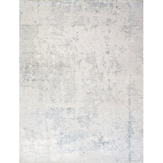 Pasargad Home Beverly 9' x 12' Hand-Loomed Bamboo Silk Grey/Beige Rug - All Ages, Indoors