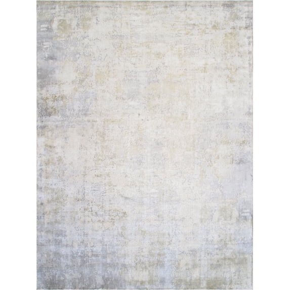 Pasargad Home Beverly 9' x 12' Hand-Loomed Bamboo Silk Silver/Brown Rug - All Ages, Indoors