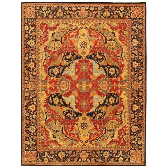 Pasargad Home Bidjar 118" x 156" Hand-Knotted Wool Area Rug in Rust Orange