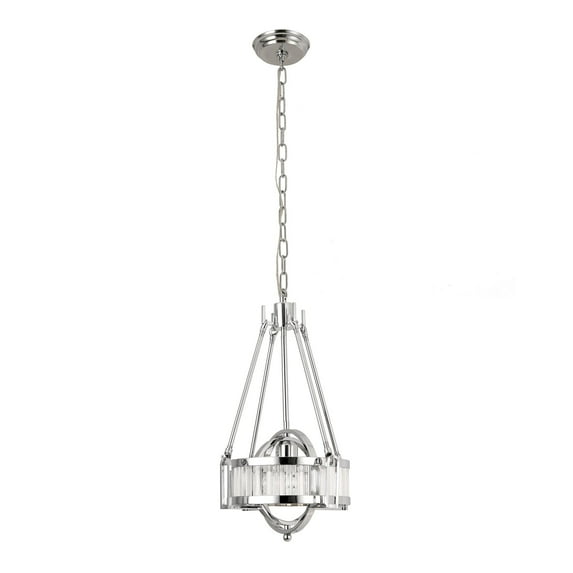 Pasargad Home Bistro Metal & Glass Pendant Lights, Chrome & Clear