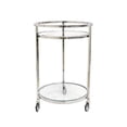 thumbnail image 1 of Pasargad Home Blake Serving Table, Shiny Stainless Steel with Glass Top, 1 of 4