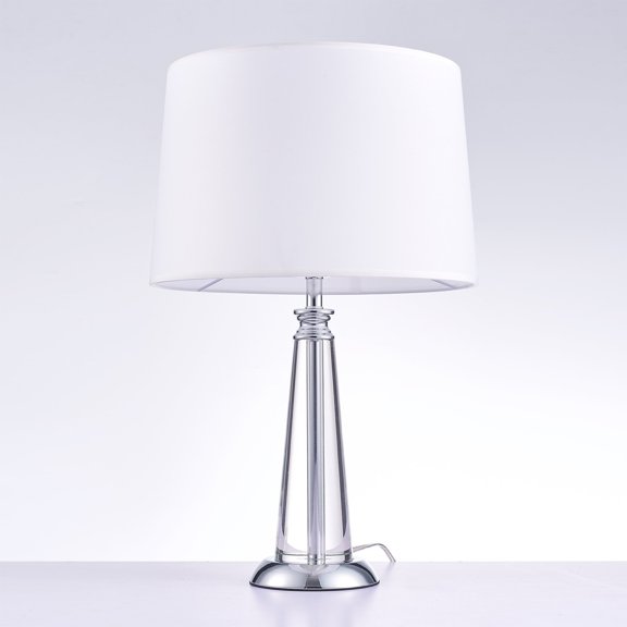 Pasargad Home Canova Metal & Crystal Table Lamp Lights, White & Clear
