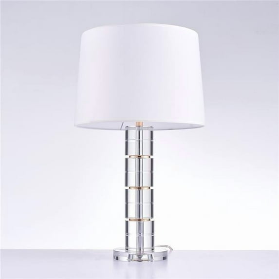 Pasargad Home Catalina Metal & Crystal Table Lamp Light in White/Clear