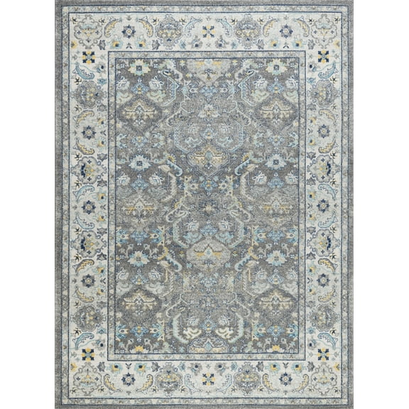 Pasargad Home Chelsea 5' x 8' Power-Loomed Grey/Ivory Rug - All Ages, Indoors