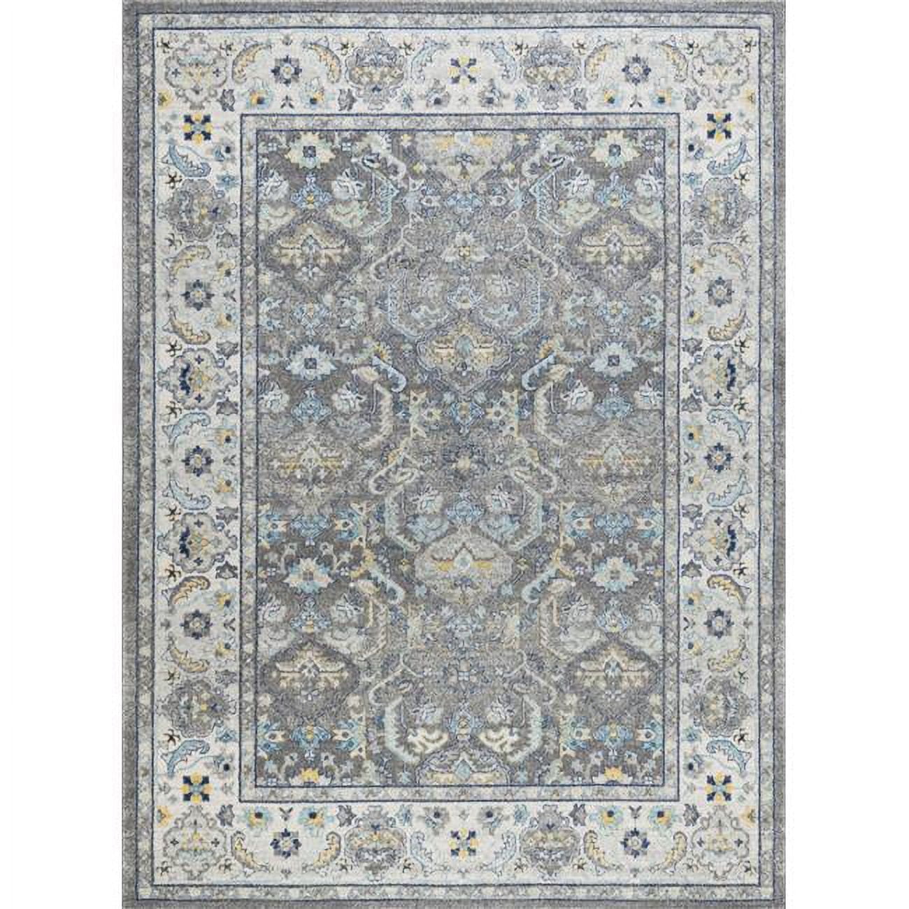 Chelsea Grey and Ivory 5' x 7' Stain-Resistant Synthetic Area Rug