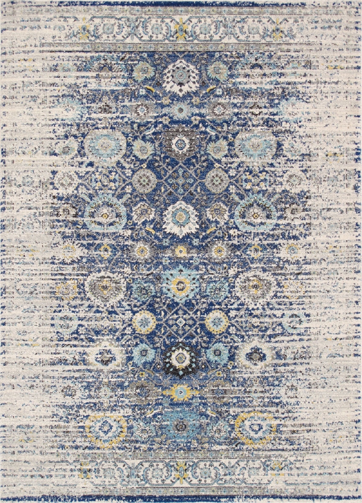 Navy and Ivory 5' x 7'6" Synthetic Stain-Resistant Area Rug