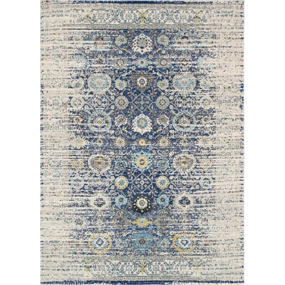 Pasargad Home Chelsea 5' x 8' Power-Loomed Navy/Ivory Rug - All Ages, Indoors