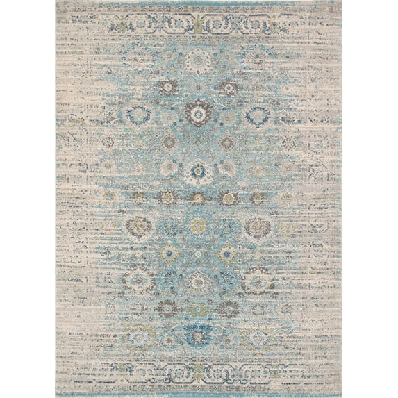 Pasargad Home Chelsea 5' x 8' Power-Loomed Seafoam/Ivory Rug - All Ages, Indoors