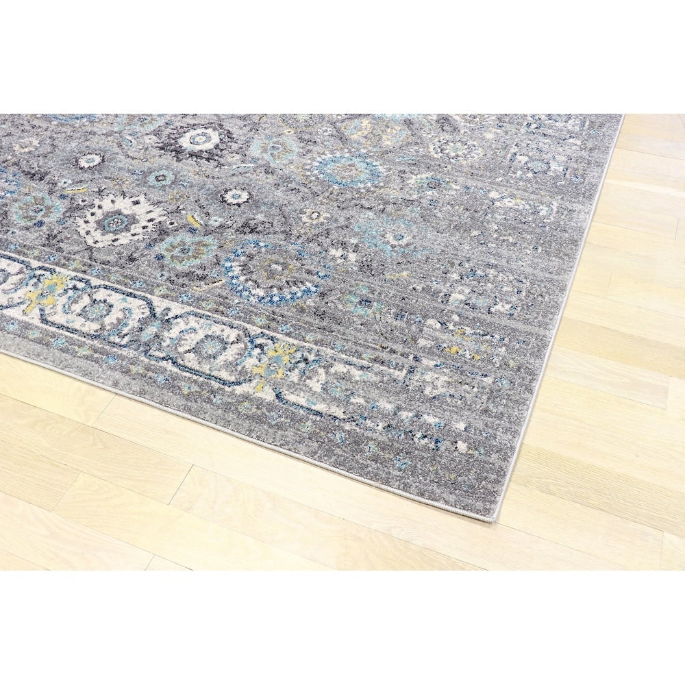 Luxurious Silver Synthetic 72" Round Area Rug
