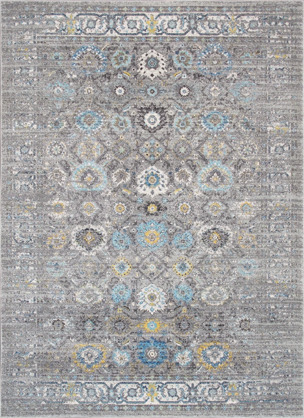 Elegant Silver Synthetic 9' x 12' Easy-Care Rectangular Area Rug