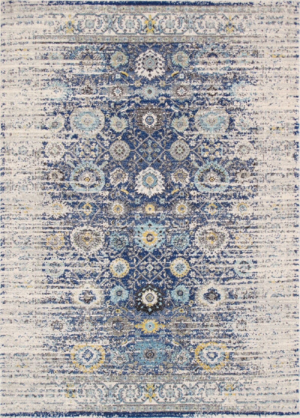 Navy and Ivory 5' x 7'6" Synthetic Stain-Resistant Area Rug