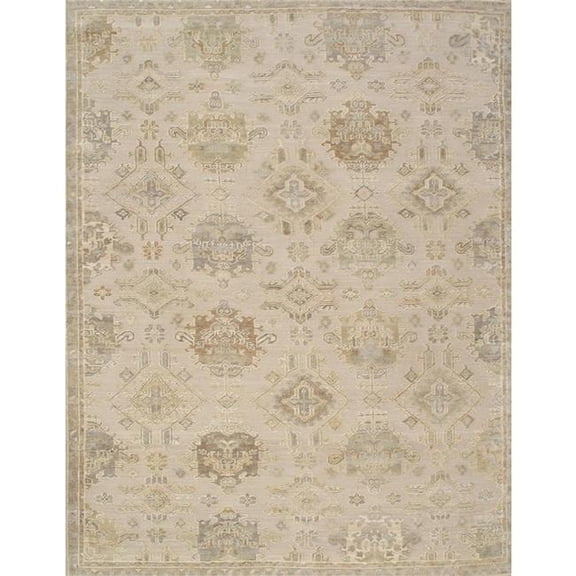 Pasargad Home DOU-12 12x15 Pasargad Home Oushak Hand-Knotted Beige/Green Wool Area Rug-12' 1'' X 14' 9''