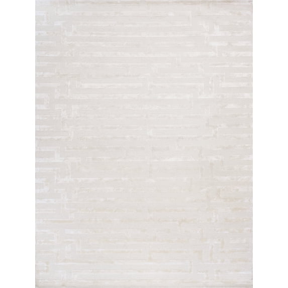 Pasargad Home Edgy 10' x 14' Hand-Tufted Silk and Wool Ivory Rug, For Indoor Space and all Age of Group
