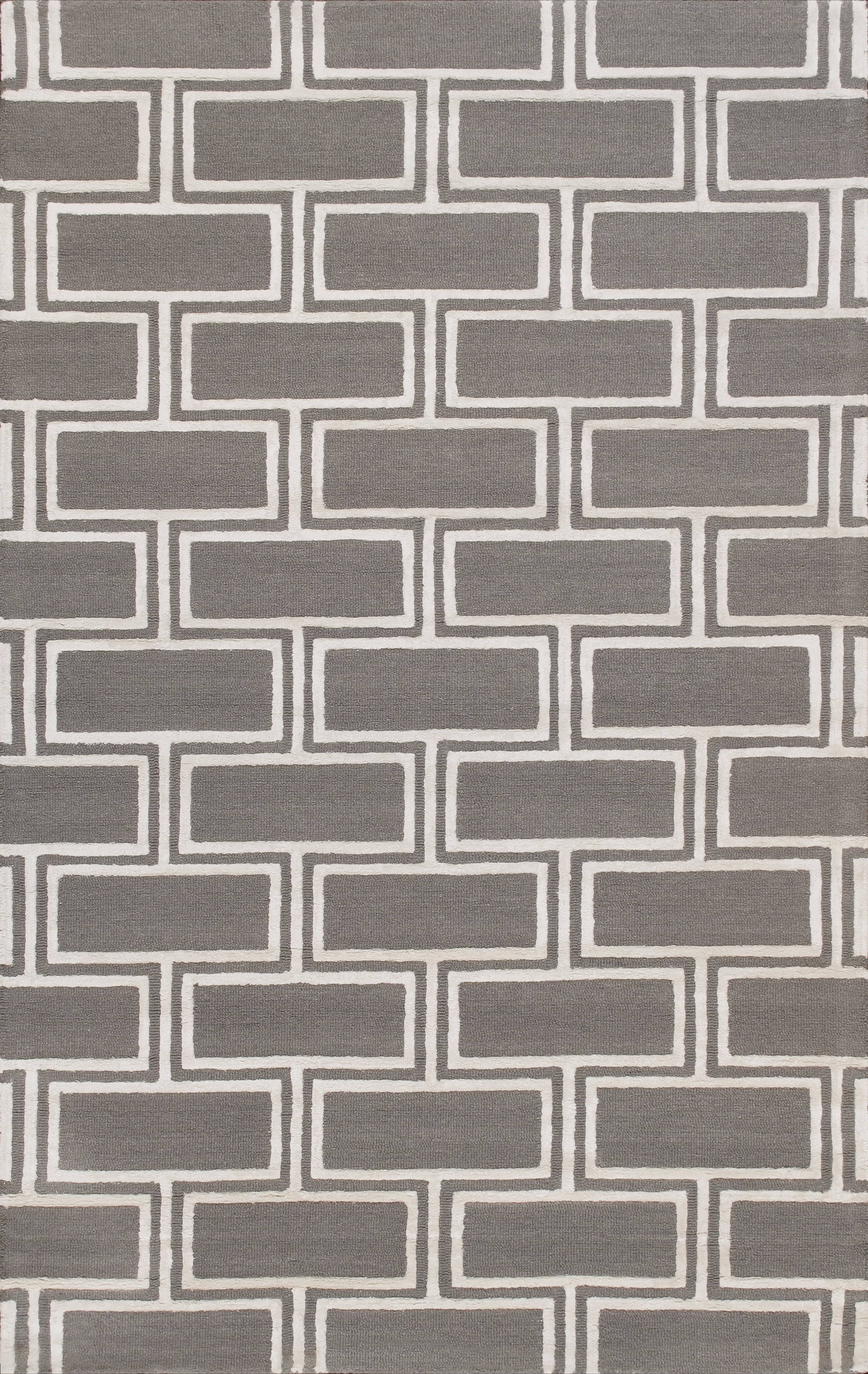 Gray and Ivory Hand-Tufted Wool Rectangular Rug