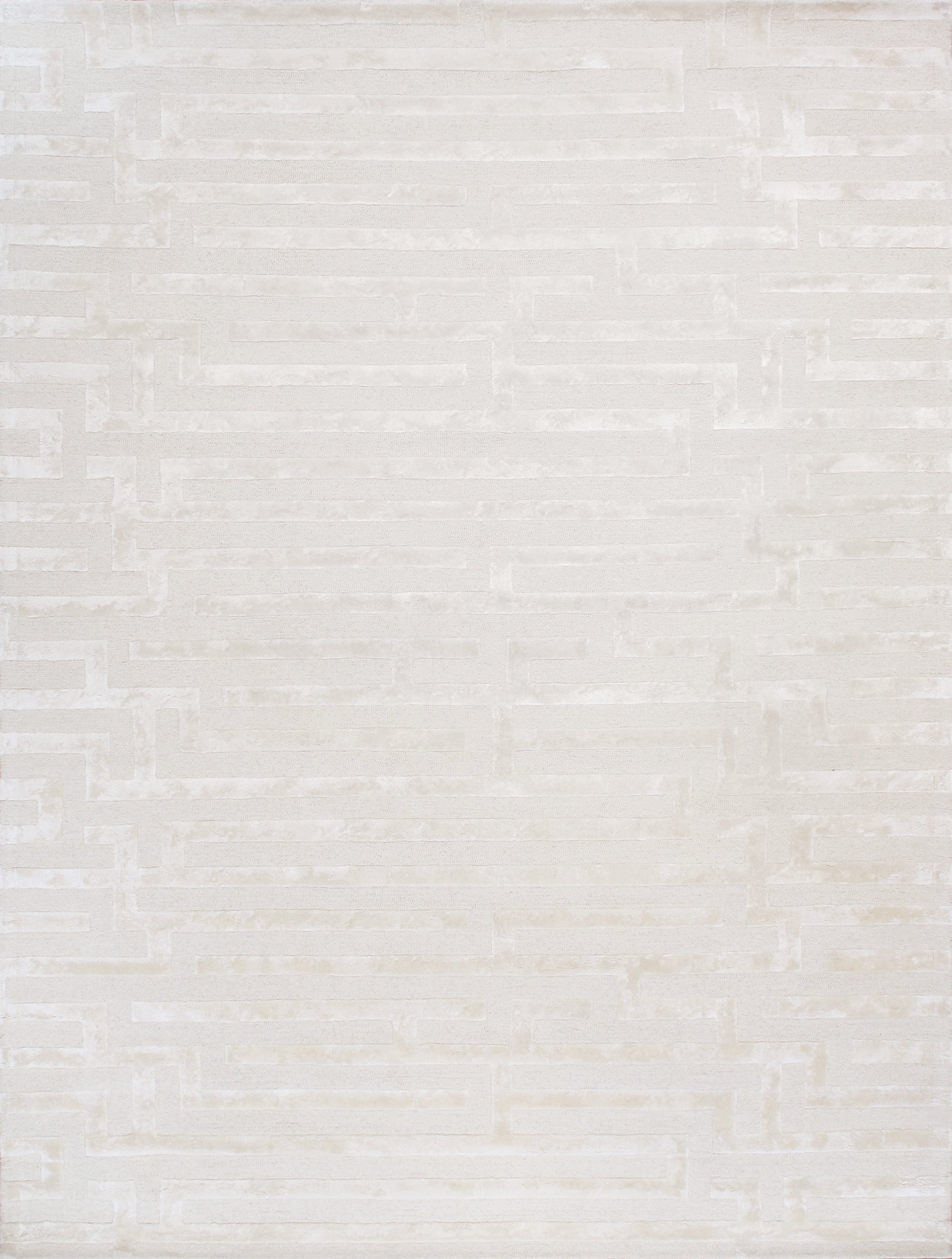 Off-White Hand-Tufted Wool and Viscose Rectangular Accent Rug