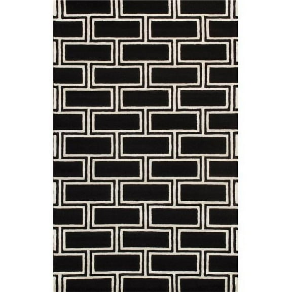 Pasargad Home Edgy 8' x 10' Hand-Tufted Silk and Wool Black/Ivory Rug, For Indoor Space and all Age of Group