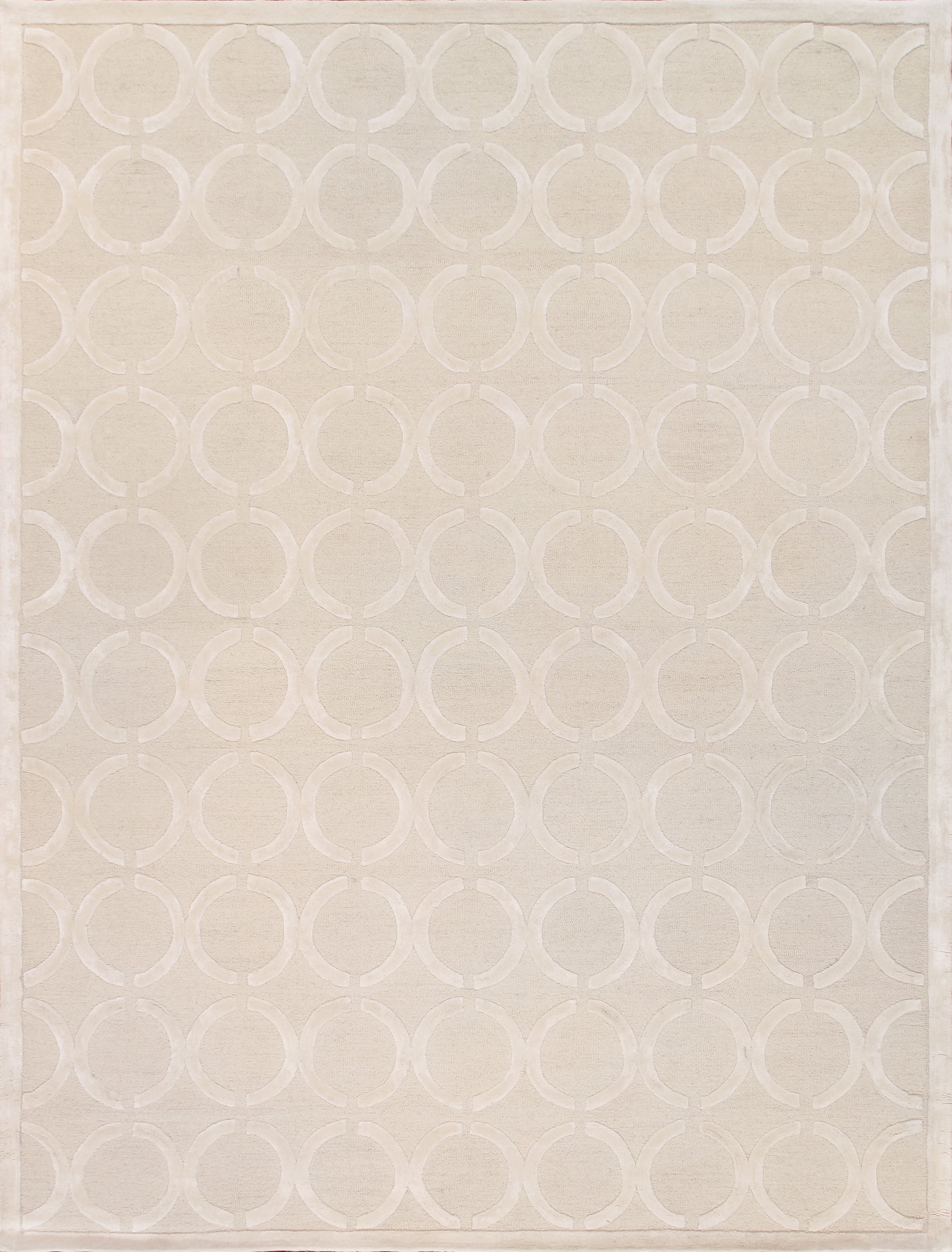 Handmade Ivory Silk & Wool Tufted Rectangular Rug 8' x 10'
