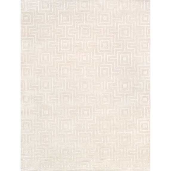 Pasargad Home Edgy 8' x 10' Hand-Tufted Silk and Wool Ivory Rug, For Indoor Space and all Age of Group