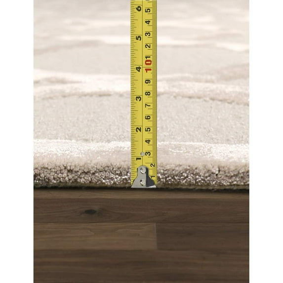 Pasargad Home Edgy 9' x 12' Hand-Tufted Silk and Wool Beige Rug, For Indoor Space and all Age of Group