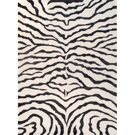 Pasargad Home Edgy 9' x 12' Hand-Tufted Silk and Wool Ivory/Black Rug, For Indoor Space and all Age of Group