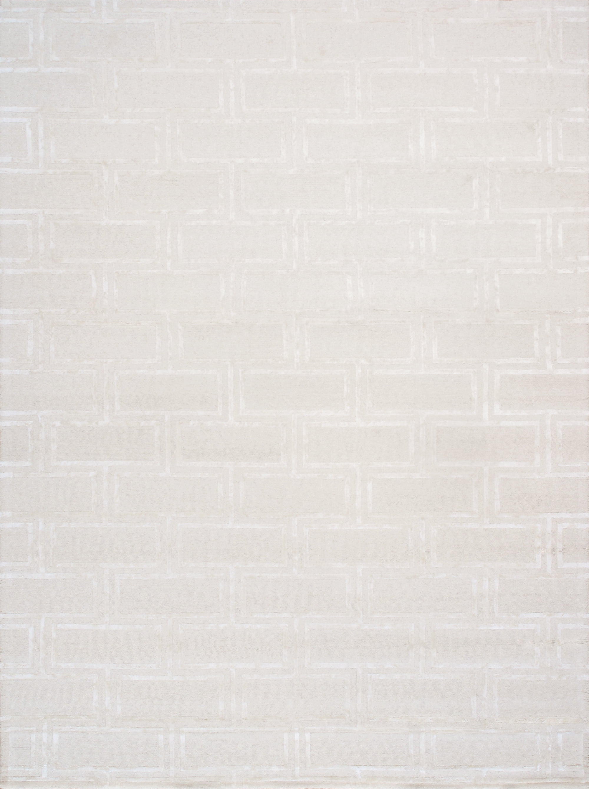 Elegant Ivory 8' x 10' Hand-Tufted Wool & Silk Area Rug