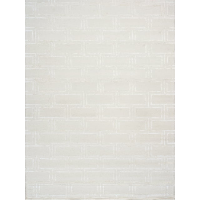 Pasargad Home Edgy Collection Hand-Tufted Bamboo Silk & Wool Area Rug, 7' 9" X 9' 9", Ivory