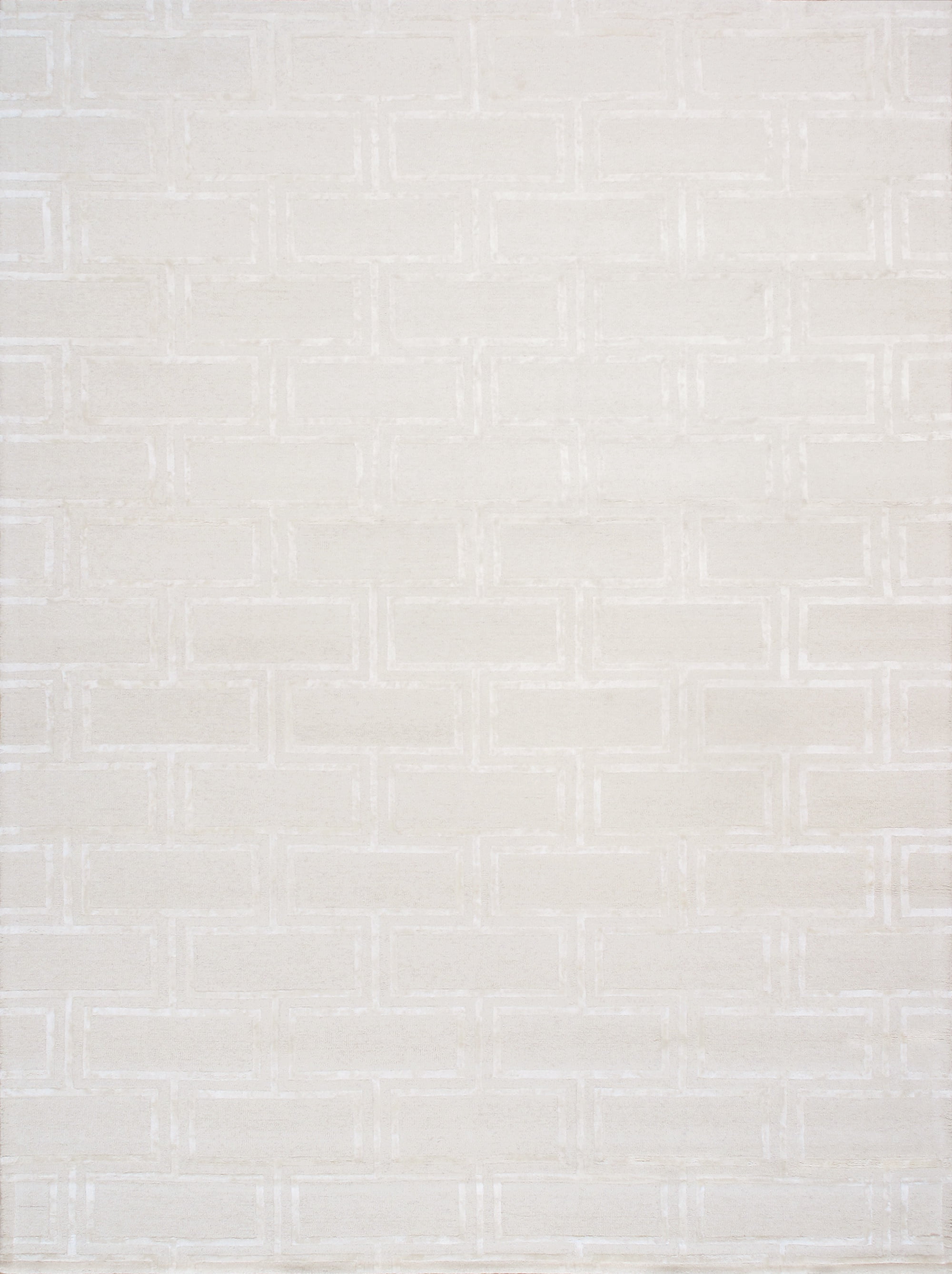 Elegant Ivory 8' x 10' Hand-Tufted Wool & Silk Area Rug