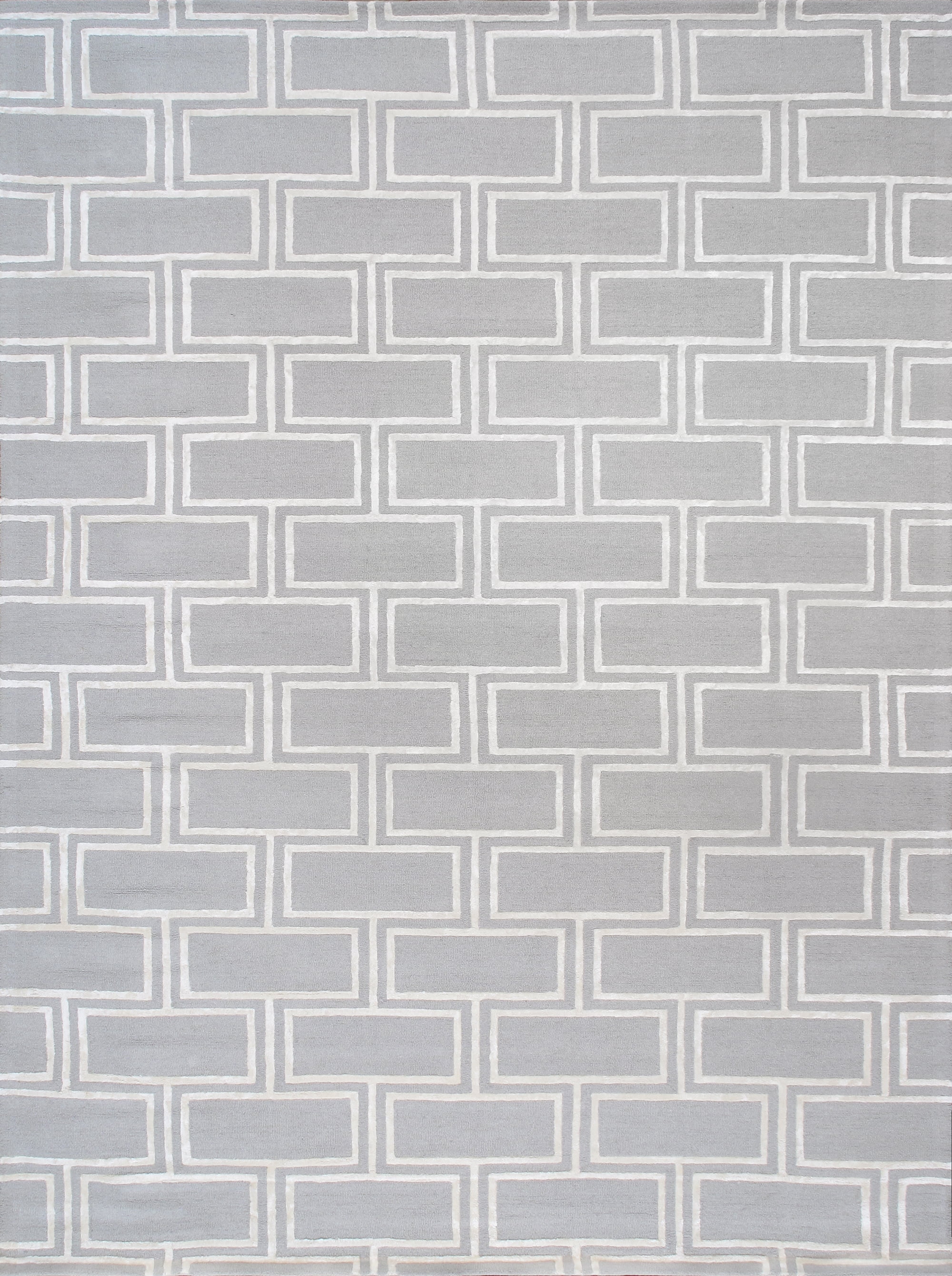 Elegant Silver 15"x25" Hand-Tufted Wool & Viscose Silk Rug