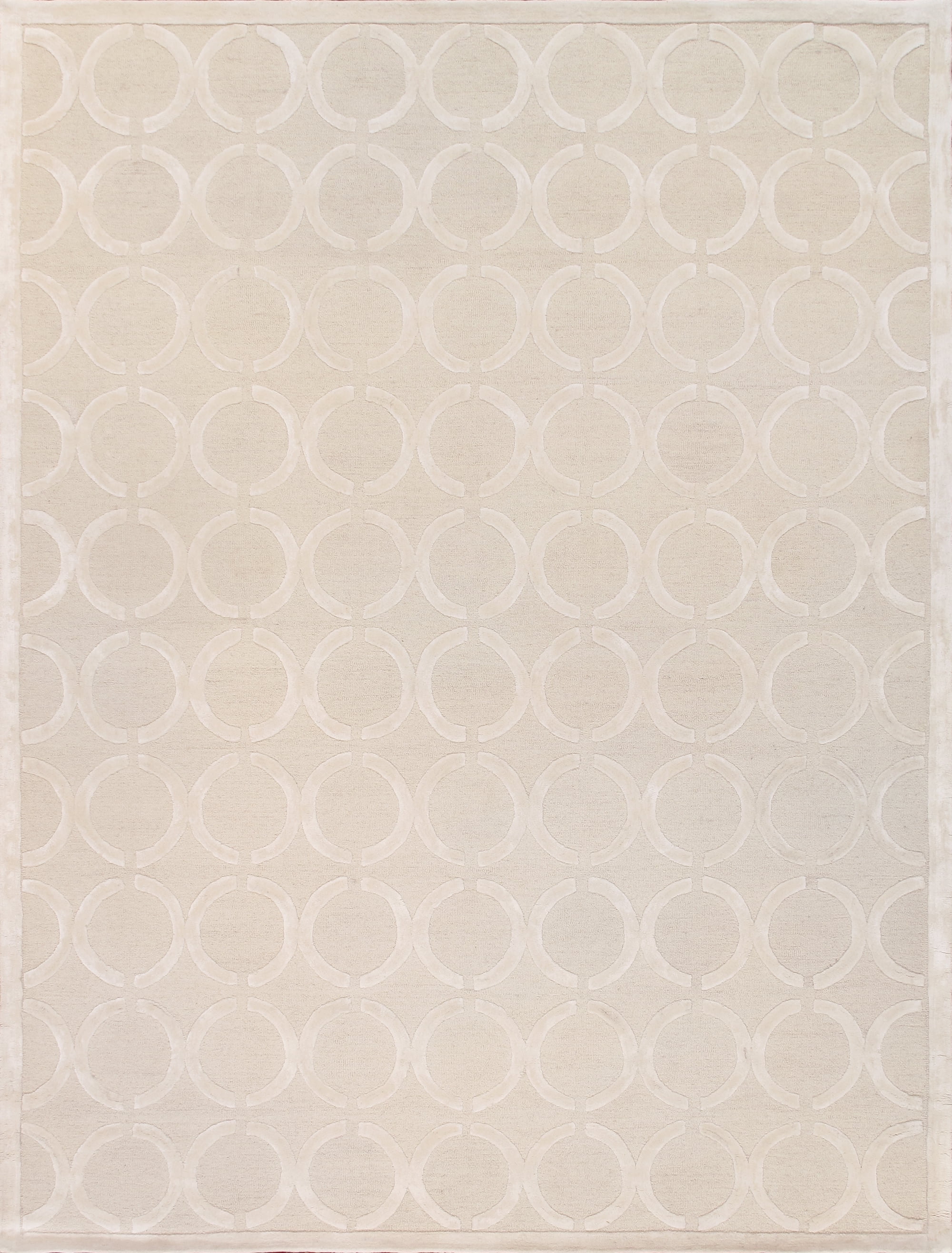 Handmade Ivory Silk & Wool Tufted Rectangular Rug 8' x 10'