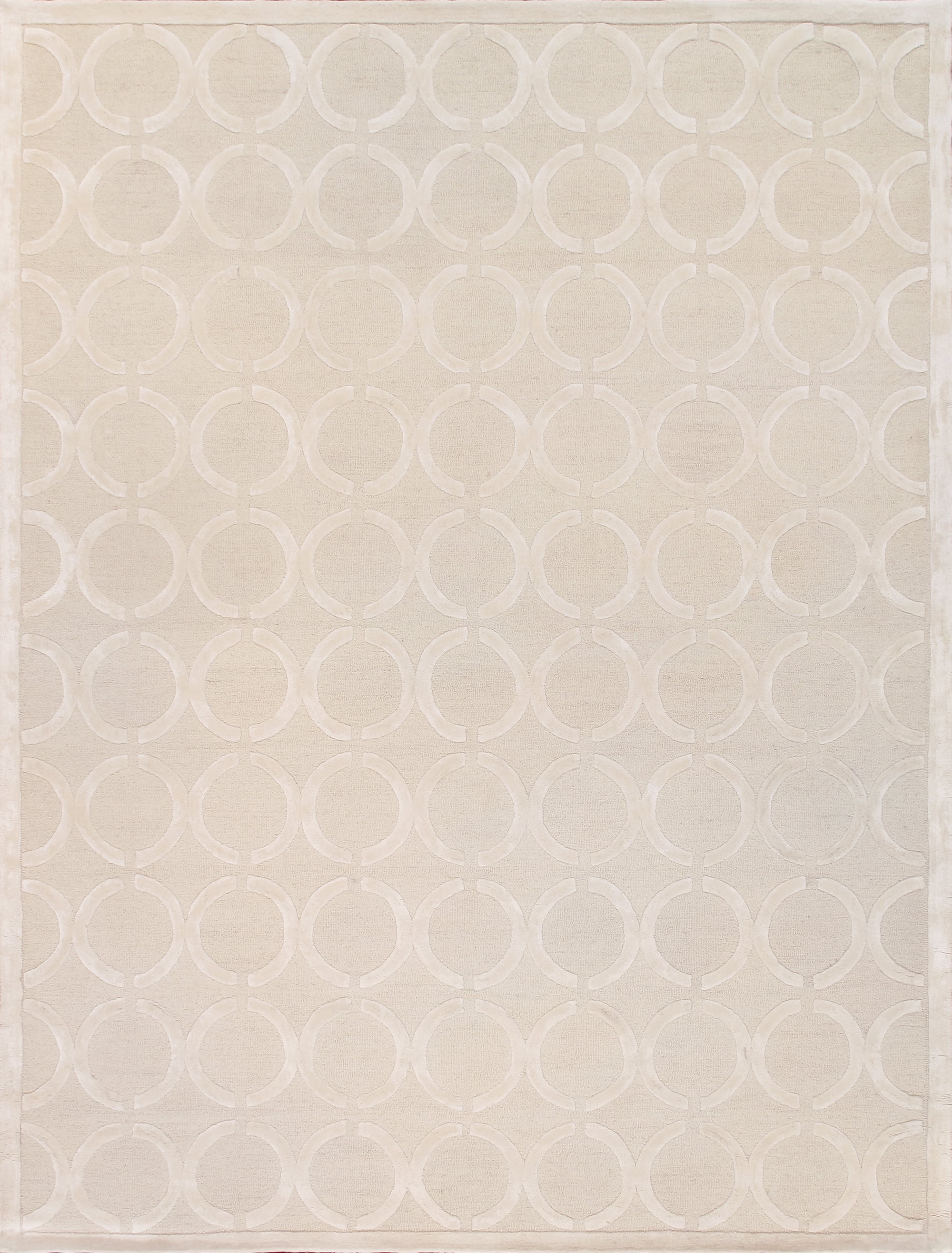 Handmade Ivory Silk & Wool Tufted Rectangular Rug 8' x 10'
