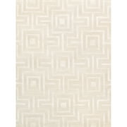 Pasargad Home Edgy Hand-Tufted Ivory Bsilk & Wool Runner- 2' 7" x 12'