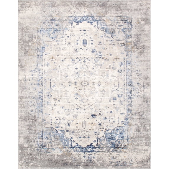 Pasargad Home Efes 12' x 15' Power-Loomed Light Grey/Light Blue Rug, For Indoor Space and all Age of Group
