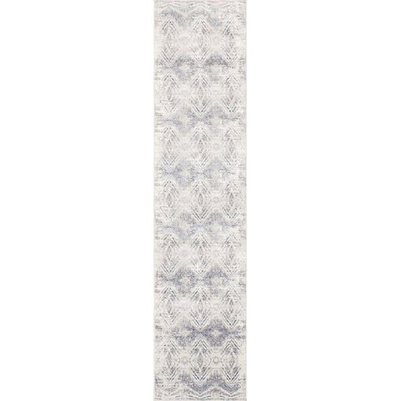 Pasargad Home Efes 2.04' x 10' Power-Loomed Light Grey/Light Blue Runner Rug, For Indoor Space and all Age of Group