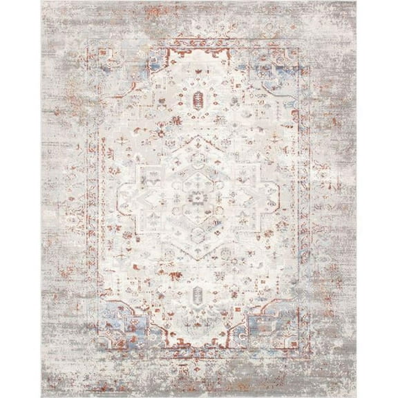 Pasargad Home Efes 2' x 3' Power-Loomed Light Blue/Light Grey Rug, For Indoor Space and all Age of Group