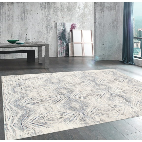 Pasargad Home Efes 2' x 3' Power-Loomed Light Grey/Light Blue Rug, For Indoor Space and all Age of Group