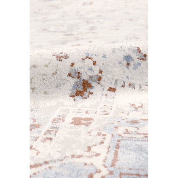 Pasargad Home Efes 4' x 6' Power-Loomed Light Blue/Light Grey Rug, For Indoor Space and all Age of Group