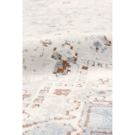 Pasargad Home Efes 4' x 6' Power-Loomed Light Blue/Light Grey Rug, For Indoor Space and all Age of Group