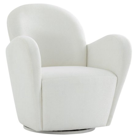 Pasargad Home Elena Collection Modern Swivel Chair Ivory