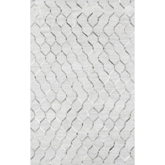 Pasargad Home Galaxy 4' x 6' Hand-Loomed Cowhide Silver/Grey Rug - All Ages, Indoors