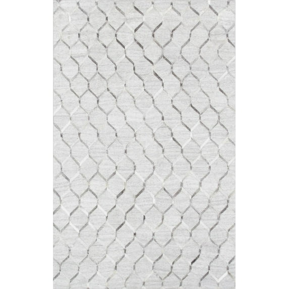 Pasargad Home Galaxy 4' x 6' Hand-Loomed Cowhide Silver/Grey Rug - All Ages, Indoors