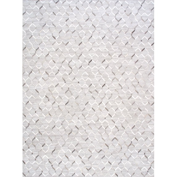 Pasargad Home Galaxy 5' x 8' Hand-Loomed Cowhide Silver/Grey Rug - All Ages, Indoors