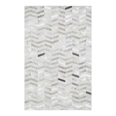 Pasargad Home Galaxy 5' x 8' Hand-Loomed Cowhide Silver Rug - All Ages, Indoors