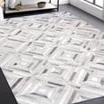 thumbnail image 1 of Pasargad Home Galaxy 72" x 108" Geometric Cowhide/Sari Silk Rug in Silver, 1 of 5