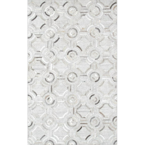 Pasargad Home Galaxy 8' x 10' Hand-Loomed Cowhide Silver Rug - All Ages, Indoors