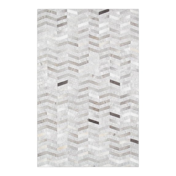 Pasargad Home Galaxy 8' x 10' Hand-Loomed Cowhide Silver Rug - All Ages, Indoors