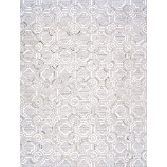 Pasargad Home Galaxy 9' x 12' Hand-Loomed Cowhide Silver Rug - All Ages, Indoors