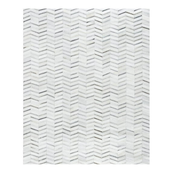 Pasargad Home Galaxy 96" x 120" Hand-Loomed Cowhide Leather Area Rug in Silver