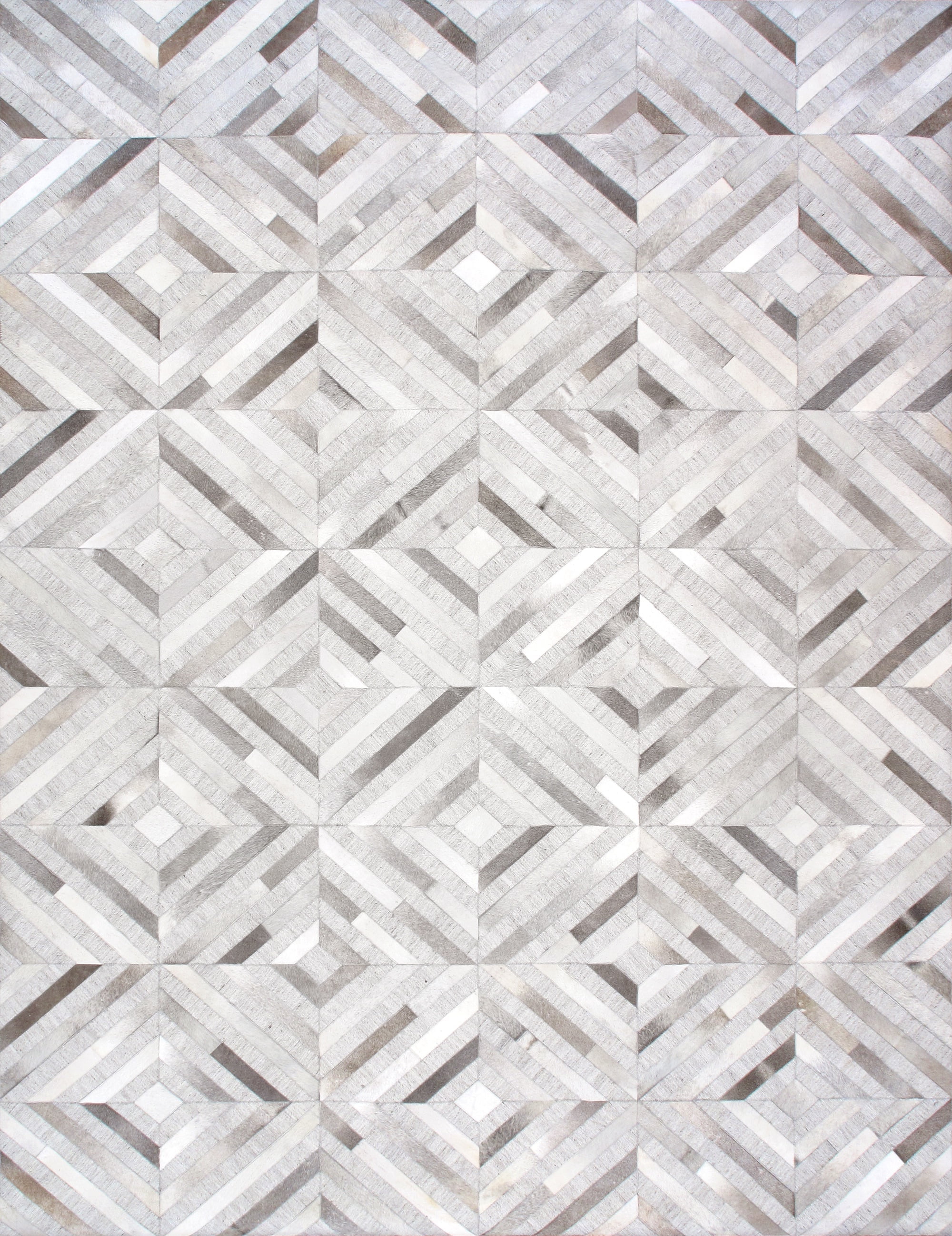 Handmade Gray Geometric Cowhide Silk 10' x 14' Rug