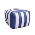 thumbnail image 1 of Pasargad Home Galaxy Poly Striped Pouf White Blue, 1 of 5