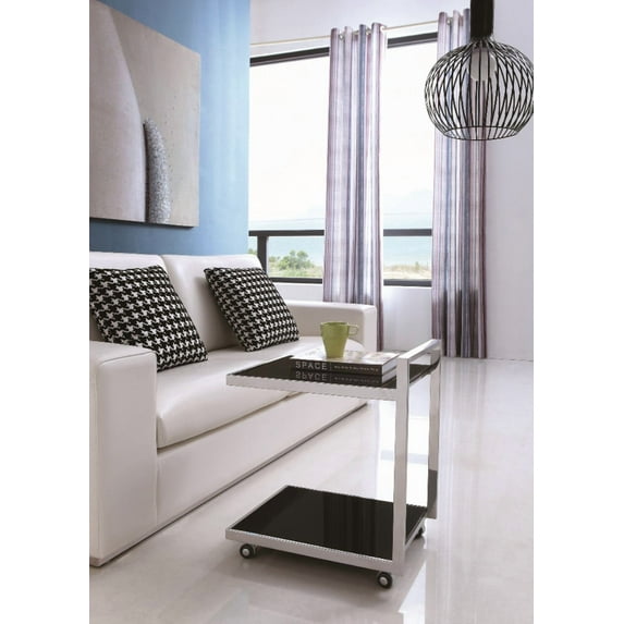 Pasargad Home Glass & Steel Serving Table